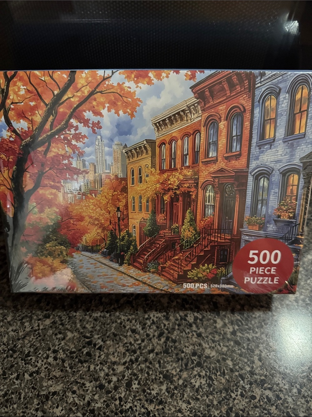 500-Piece Autumn Brown Rowhouses Jigsaw Puzzle